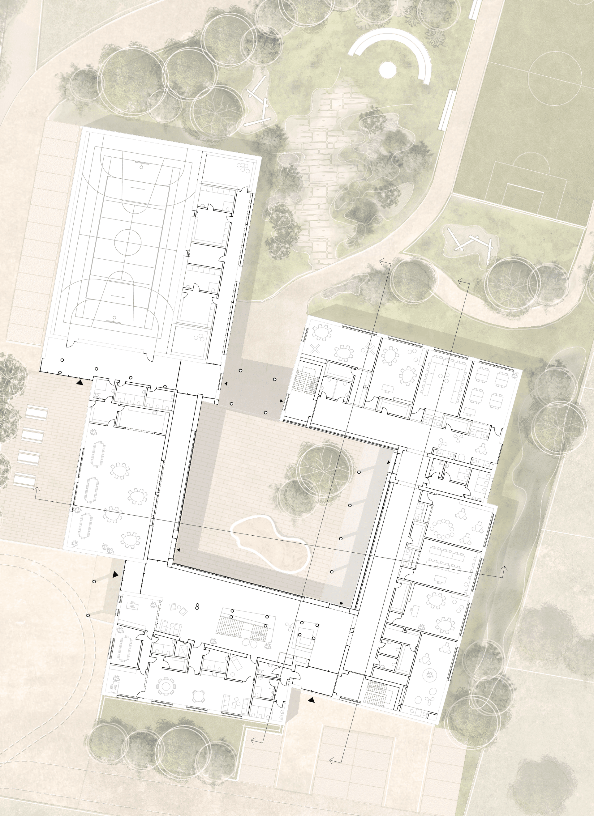 Schule zwischen Dorf und Landschaft